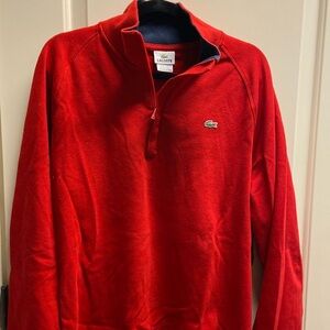 Lacoste zip up red sweatshirt large (6)